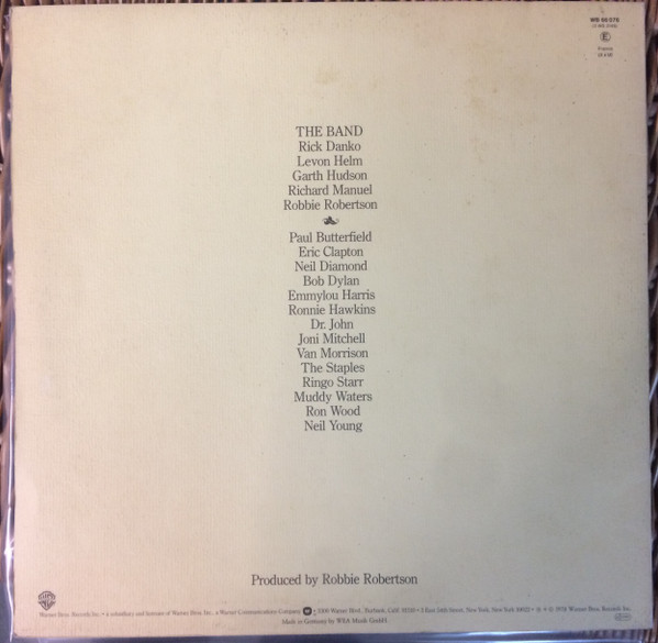 The Band - The Last Waltz | Warner Bros. Records (WB 66 076)