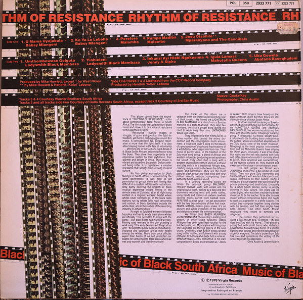 Various - Rhythm Of Resistance - Music Of Black South Africa | Virgin (2933 771) - 2 Various - Rhythm Of Resistance - Music Of Black South Africa | Virgin (2933 771) - 2