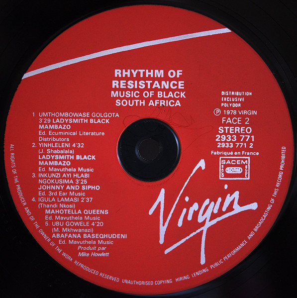 Various - Rhythm Of Resistance - Music Of Black South Africa | Virgin (2933 771) - 3 Various - Rhythm Of Resistance - Music Of Black South Africa | Virgin (2933 771) - 3
