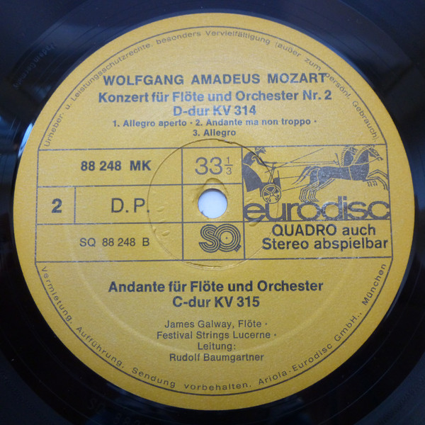 Festival Strings Lucerne , James Galway , Wolfgang Amadeus Mozart - Rudolf Baumgartner - Die Flötenkonzerte KV 313/314 / Les Concertos Pour Flûte Et Orchestre / The Flute Concerti / Andante KV 315 | Eurodisc (88 248 MK) - 4