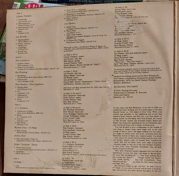 Various - First Sessions 1949/50 | Prestige (P 24081) - 2