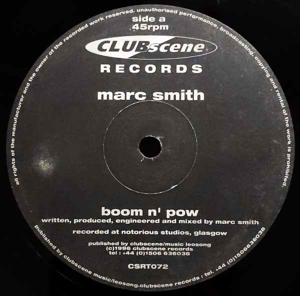 Marc Smith - Boom N Pow! | Clubscene Records (CSRT072) - 3