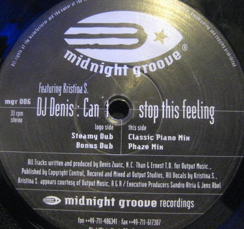DJ Denis  &  Kristina S. - Can't Stop This Feeling | Midnight Groove Recordings (mgr 006) - main