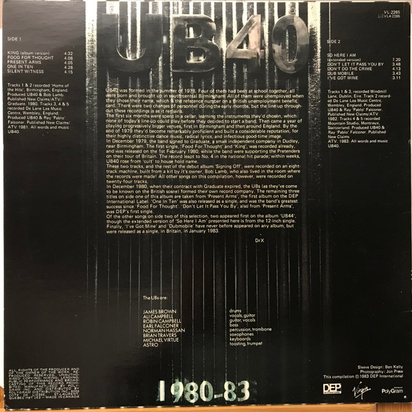 UB40 - 1980-1983 | DEP International (VL 2265) - 2