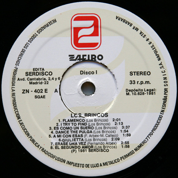 Los Brincos - Album De Oro | Zafiro (ZN-402 E) - 3
