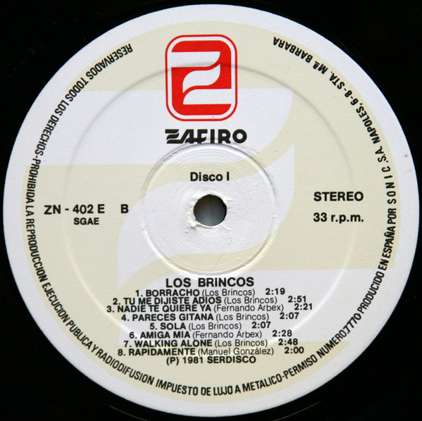 Los Brincos - Album De Oro | Zafiro (ZN-402 E) - 4