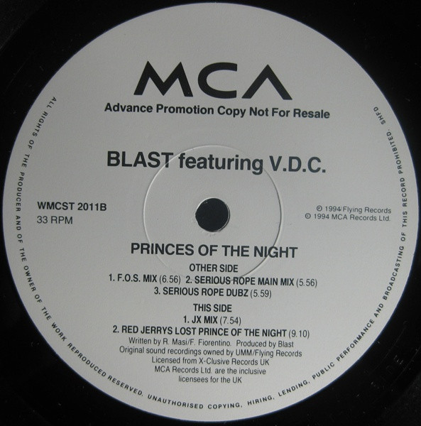 Blast Featuring V.D.C. - Princes Of The Night | MCA Records (WMCST 2011) - 2 Blast Featuring V.D.C. - Princes Of The Night | MCA Records (WMCST 2011) - 2