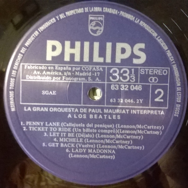 Le Grand Orchestre De Paul Mauriat - Paul Mauriat Interpreta A Los Beatles | Philips (63 32 046) - 4