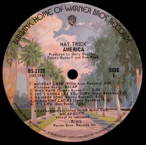 America - Hat Trick | Warner Bros. Records (BS 2728) - 3