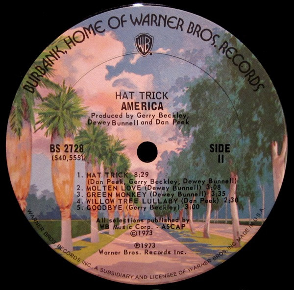 America - Hat Trick | Warner Bros. Records (BS 2728) - 4
