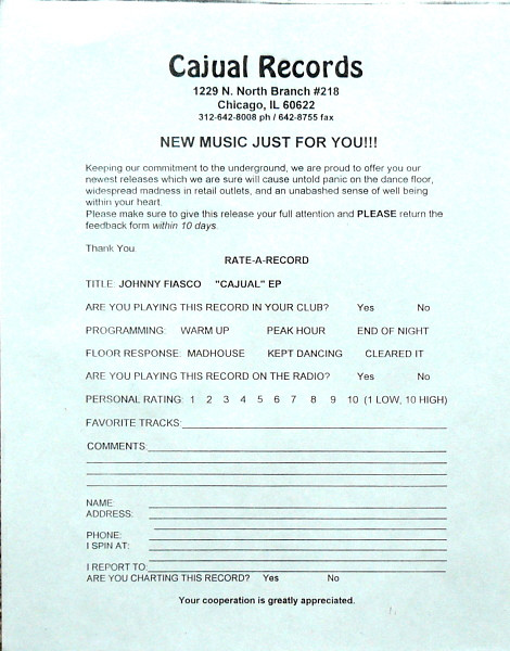 Johnny Fiasco - Cajual EP | Cajual Records (CAJ 223) - 3