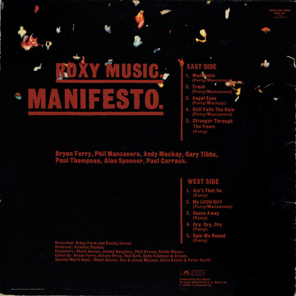 Roxy Music - Manifesto | Polydor (POLH 001) - main