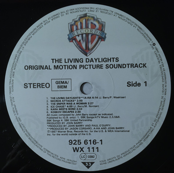 John Barry - The Living Daylights (Original Motion Picture Soundtrack) | Warner Bros. Records (WX 111) - 3