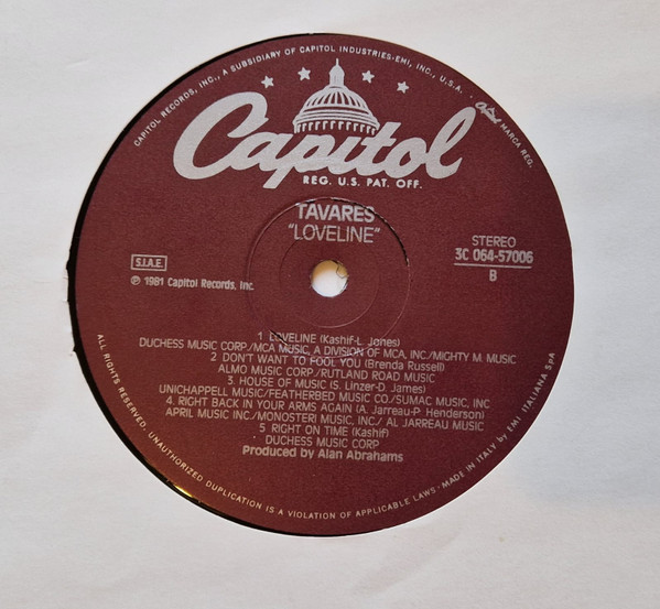 Tavares - Loveline | Capitol Records (3C 064-57006) - 4