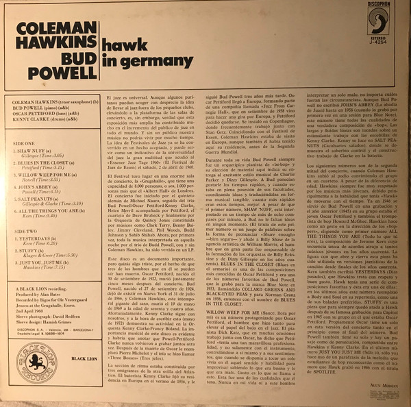 Coleman Hawkins , Bud Powell - Hawk In Germany | Black Lion Records (J-4254) - 2