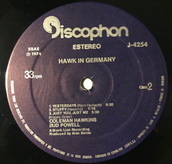 Coleman Hawkins , Bud Powell - Hawk In Germany | Black Lion Records (J-4254) - 4