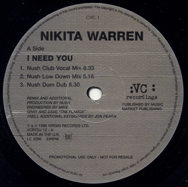 Nikita Warren - I Need You | VC Recordings (VCRTDJ 12) - main
