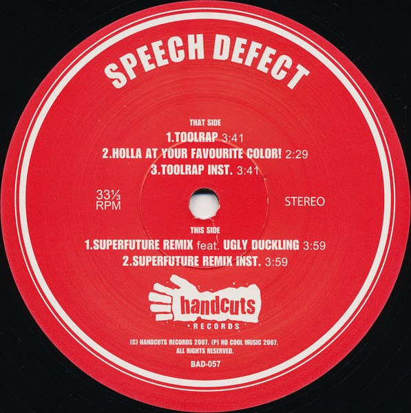 Speech Defect - Toolrap | Handcuts Records (BAD-057) - 3