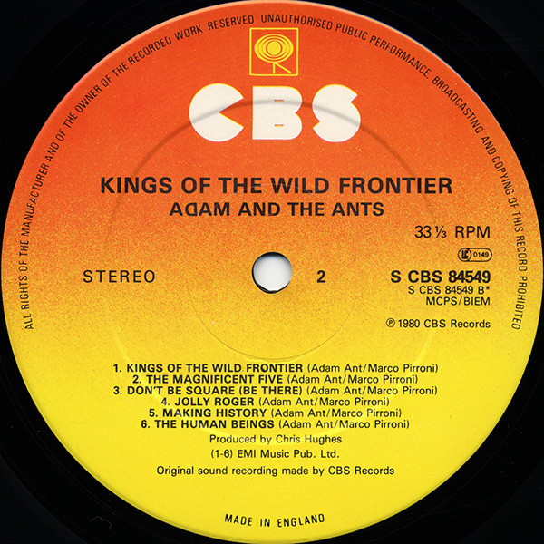 Adam And The Ants - Kings Of The Wild Frontier | CBS (84549) - 4 Adam And The Ants - Kings Of The Wild Frontier | CBS (84549) - 4
