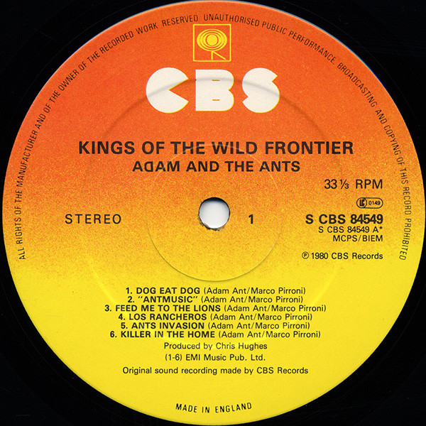 Adam And The Ants - Kings Of The Wild Frontier | CBS (84549) - 3 Adam And The Ants - Kings Of The Wild Frontier | CBS (84549) - 3