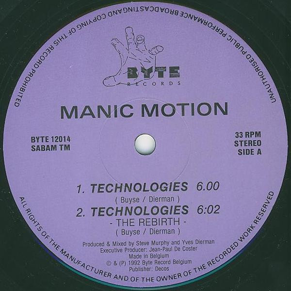 Manic Motion - Technologies / Sidelines | Byte Records (BYTE 12014)