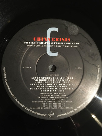 China Crisis - Difficult Shapes & Passive Rhythms - Some People Think It's Fun To Entertain | Virgin (V 2243) - 4 China Crisis - Difficult Shapes & Passive Rhythms - Some People Think It's Fun To Entertain | Virgin (V 2243) - 4