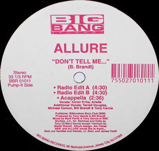 Allure - Don't Tell Me... | Big Bang Records (BBR 01011) - main Allure - Don't Tell Me... | Big Bang Records (BBR 01011) - main