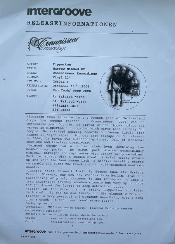 Ripperton - Narrow Minded EP | Connaisseur Recordings (cns011-6) - 3