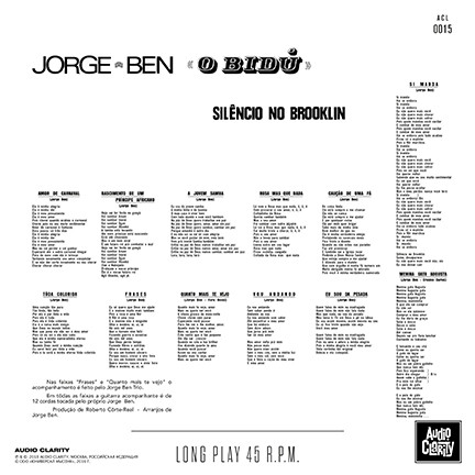 Jorge Ben - O Bidú: Silêncio No Brooklin | Audio Clarity (ACL0015) - 2
