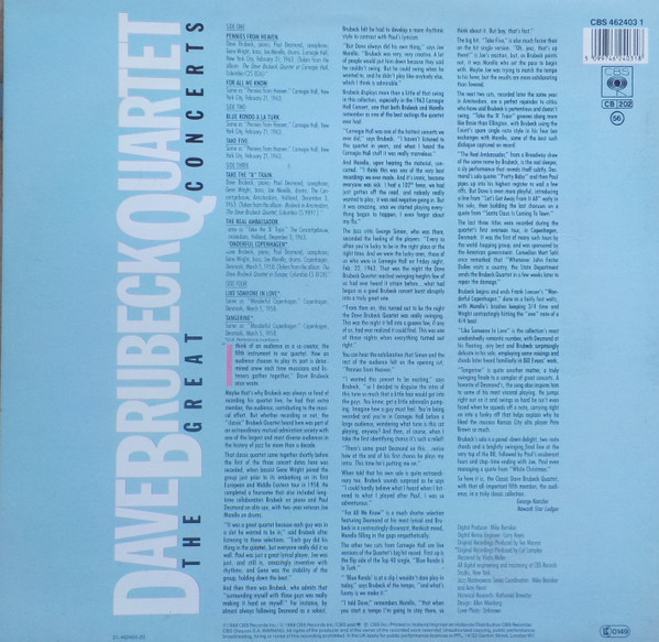 The Dave Brubeck Quartet - The Great Concerts | CBS (CBS 462403 1) - 3