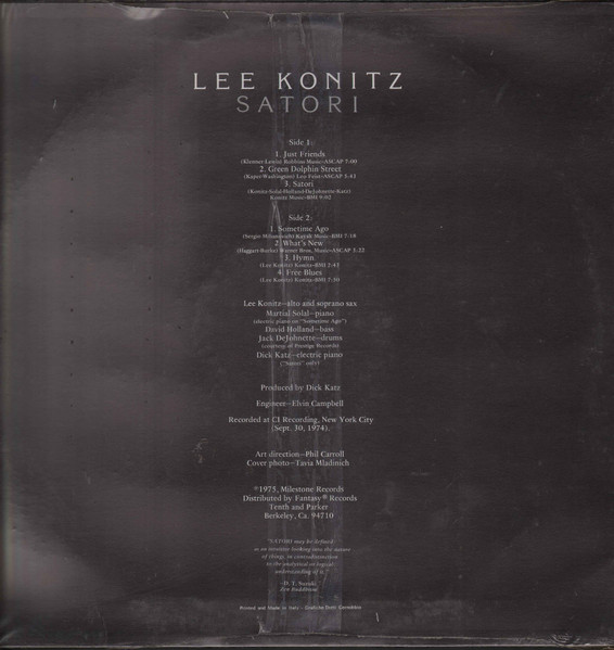 Lee Konitz - Satori | Milestone (HBS 6034) - 2