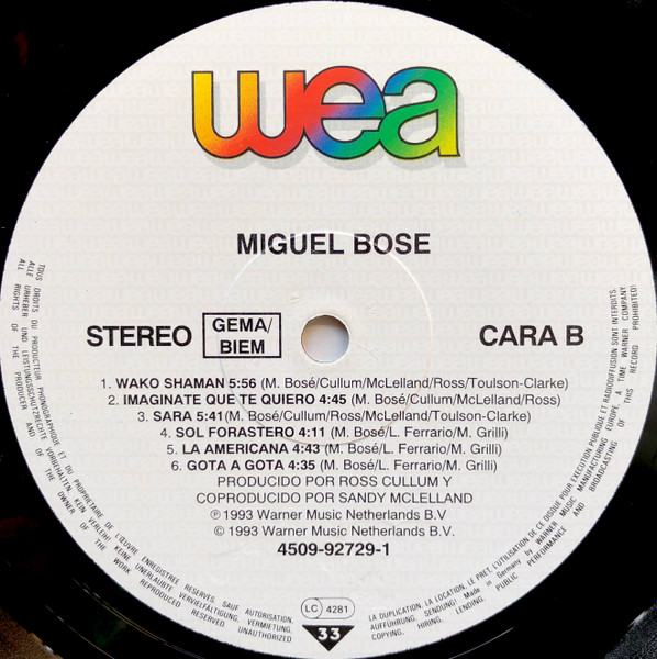 Miguel Bosé - Bajo El Signo De Caín | WEA (4509-92729-1) - 4 Miguel Bosé - Bajo El Signo De Caín | WEA (4509-92729-1) - 4