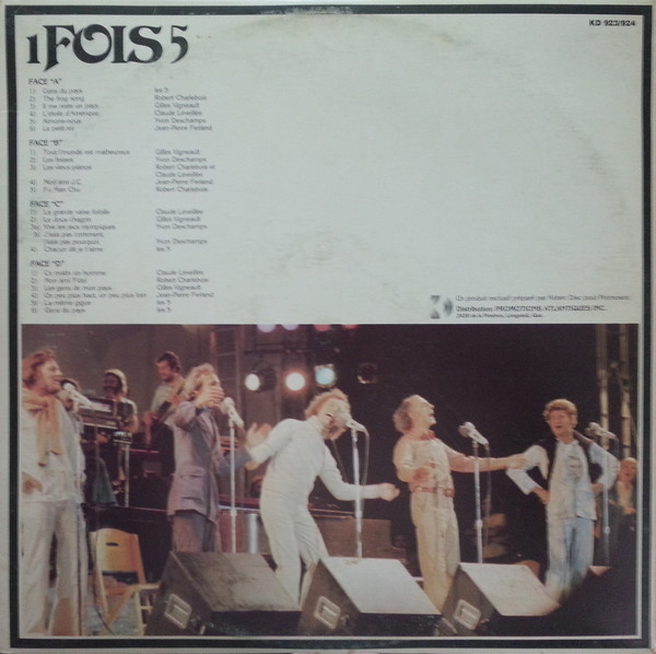 Robert Charlebois , Gilles Vigneault , Claude Léveillée , Jean-Pierre Ferland , Yvon Deschamps - 1 Fois 5 | Kébec-Disc (KD 923) - 2 Robert Charlebois , Gilles Vigneault , Claude Léveillée , Jean-Pierre Ferland , Yvon Deschamps - 1 Fois 5 | Kébec-Disc (KD 923) - 2