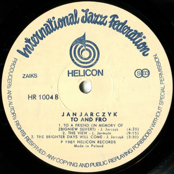 Jan Jarczyk - To And Fro | Helicon (HR 1004) - 4