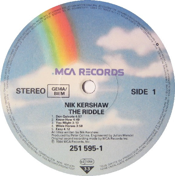 Nik Kershaw - The Riddle | MCA Records (251 595-1) - 3