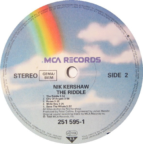 Nik Kershaw - The Riddle | MCA Records (251 595-1) - 4
