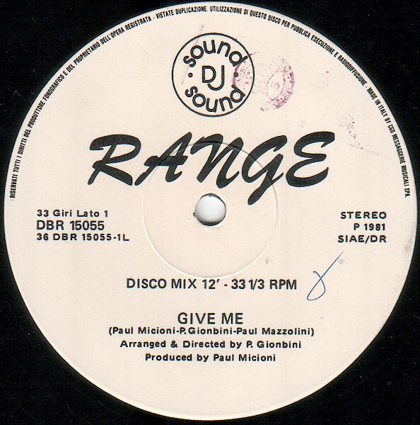 Range - Give Me / U.F.O. Love Encounter | Derby (DBR 15055)
