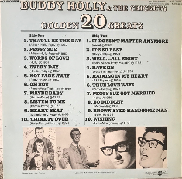 Buddy Holly & The Crickets - 20 Golden Greats | MCA Records (5C 062.60237) - 2
