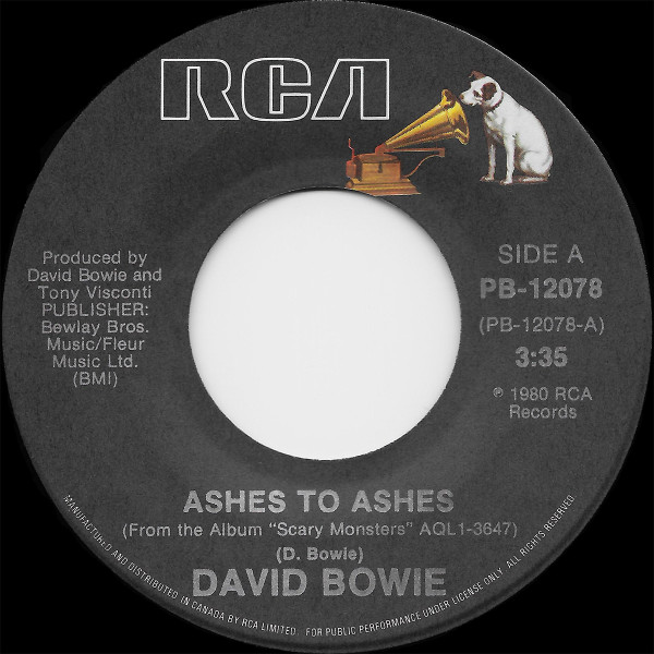 David Bowie - Ashes To Ashes | RCA (PB-12078)