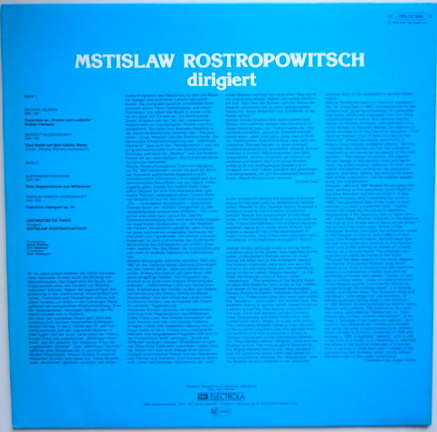 Rostropowitsch , Rimsky-Korsakoff - Mussorgsky - Borodin , Glinka - Orchestre De Paris - Rostropowitsch Dirigiert Rimsky-Korsakoff: Capriccio Espagnol, Mussorgsky: Eine Nacht Auf Dem Kahlen Berge, Borodin: Eine Steppenskizze Aus Mittelasien, Glinka: Walzer-Fantasie & Ruslan U. Ludmilla-Ouvertüre | EMI (1C 065-02 949 Q) Rostropowitsch , Rimsky-Korsakoff - Mussorgsky - Borodin , Glinka - Orchestre De Paris - Rostropowitsch Dirigiert Rimsky-Korsakoff: Capriccio Espagnol, Mussorgsky: Eine Nacht Auf Dem Kahlen Berge, Borodin: Eine Steppenskizze Aus Mittelasien, Glinka: Walzer-Fantasie & Ruslan U. Ludmilla-Ouvertüre | EMI (1C 065-02 949 Q)