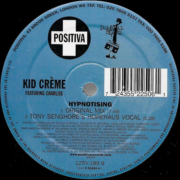 Kid Crème Featuring Charlise - Hypnotising | Positiva (12TIV-189) - 4