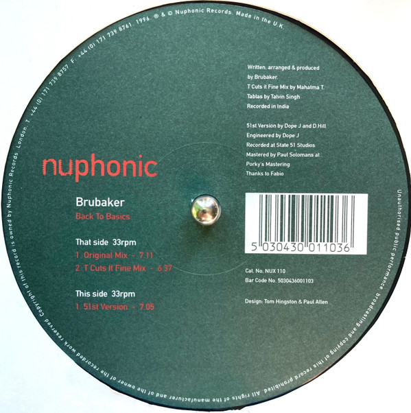 Brubaker - Back To Basics | Nuphonic (NUX 110)