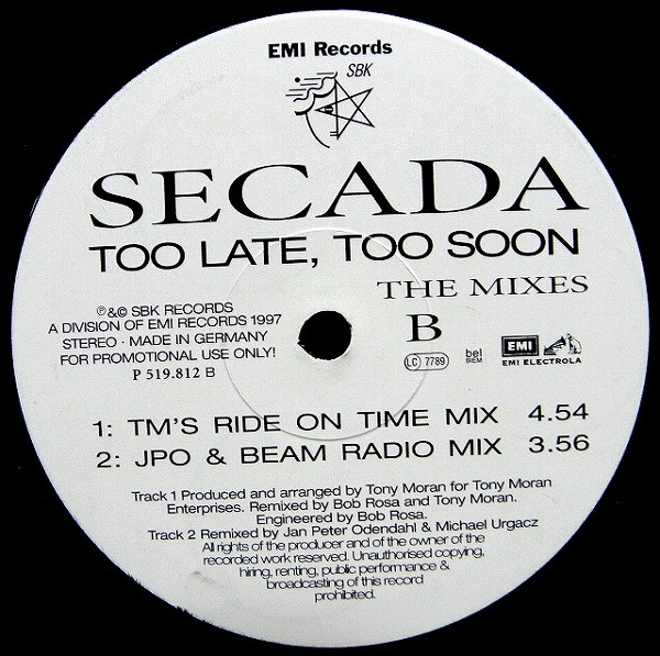 Jon Secada - Too Late, Too Soon | EMI Electrola (P 519.812)