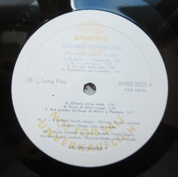 Claudio Monteverdi - Lamento D'Ariana In Venezia 1623 / Scherzi Musicali In Venezia 1632 / Madrigali E Canzonette In Venezia 1651 Del Signor Claudio Monteverde Già Maestro Di Cappella Della Serenissima Repubblica Di Venezia | Amadeo (AVRS 5023) - 2 Claudio Monteverdi - Lamento D'Ariana In Venezia 1623 / Scherzi Musicali In Venezia 1632 / Madrigali E Canzonette In Venezia 1651 Del Signor Claudio Monteverde Già Maestro Di Cappella Della Serenissima Repubblica Di Venezia | Amadeo (AVRS 5023) - 2