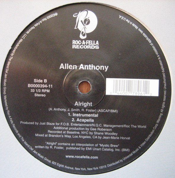 Allen Anthony - Alright | Roc-A-Fella Records (B0000394-11) - 2