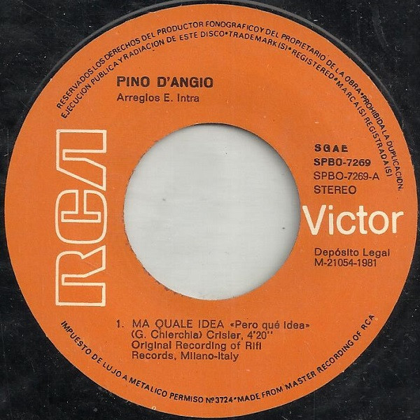 Pino D'Angiò - Ma Quale Idea = Pero Qué Idea | RCA Victor (SPBO-7269) - 3