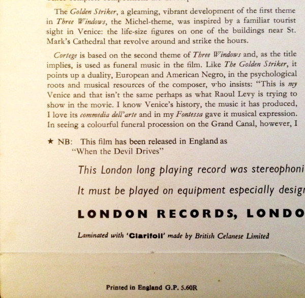 The Modern Jazz Quartet - The Modern Jazz Quartet Plays One Never Knows - Original Film Score For “No Sun In Venice” | London Records (SAH-K 6029) - 4