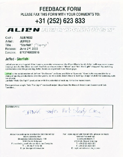 Jeffed - Starfish | Alien Recordings (ALIEN 032) - 2