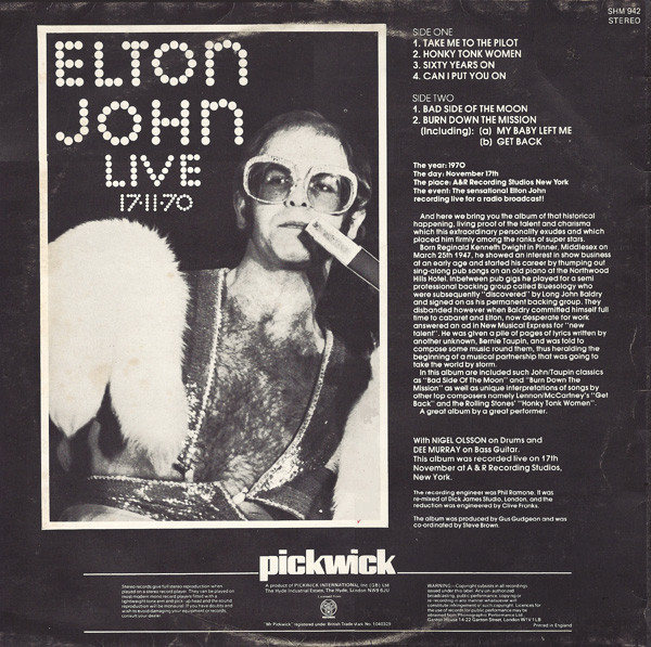 Elton John - 17-11-70 | Hallmark Records (SHM 942) - 2