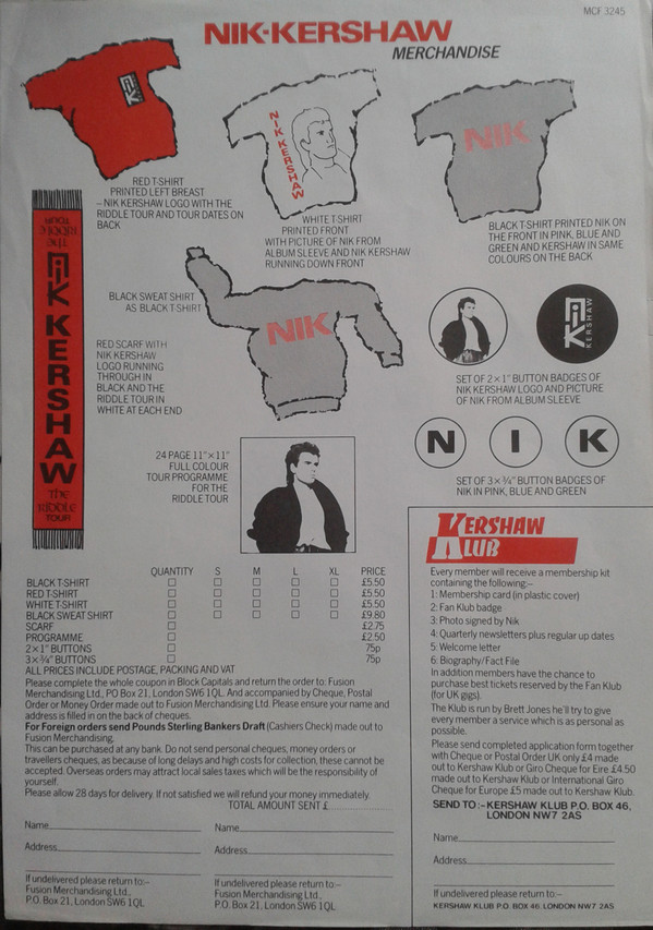 Nik Kershaw - The Riddle | MCA Records (MCF 3245) - 7